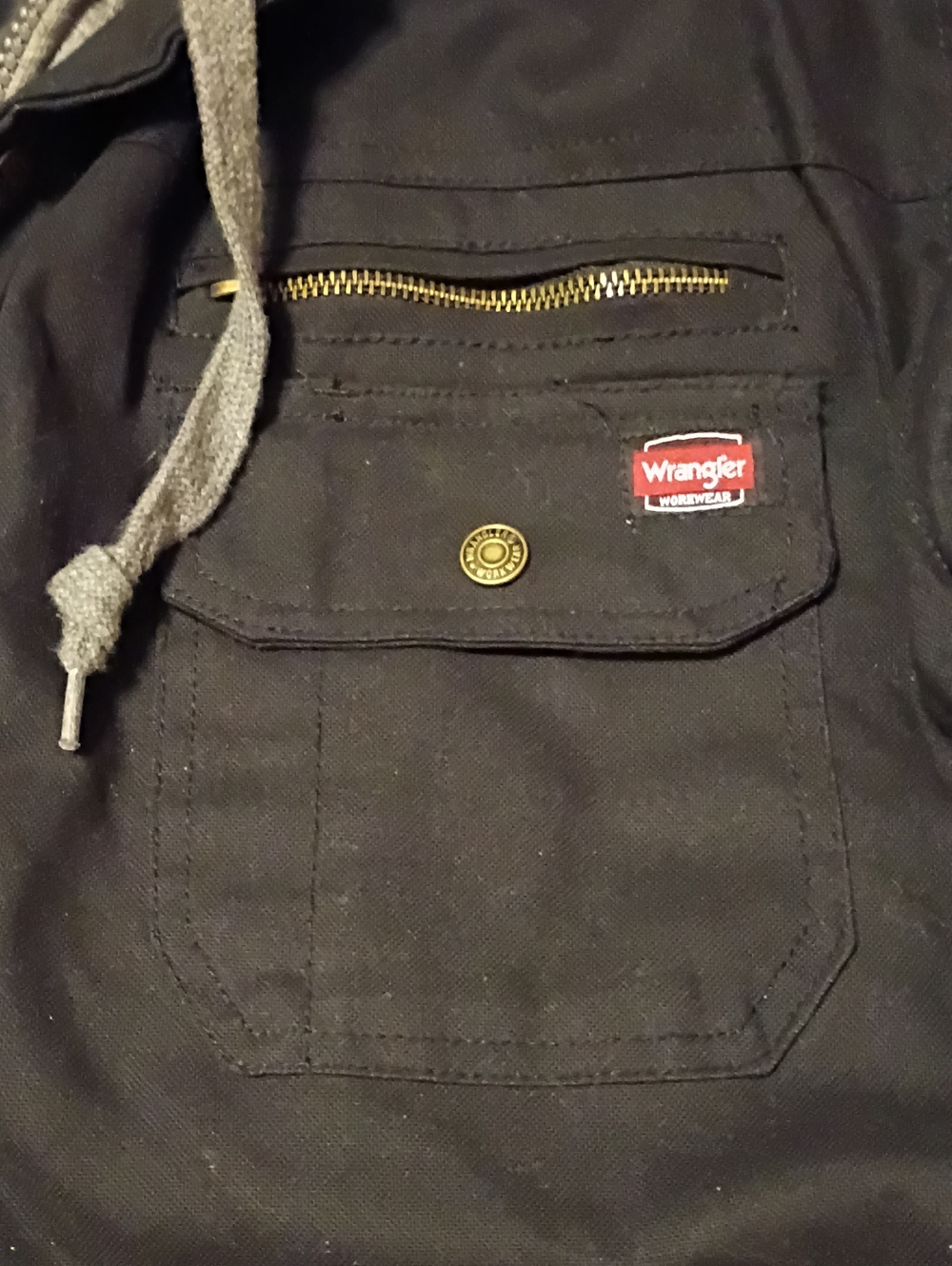 Wrangler Black Jacket with Gray Hooded Liner - Picture 3 of 3